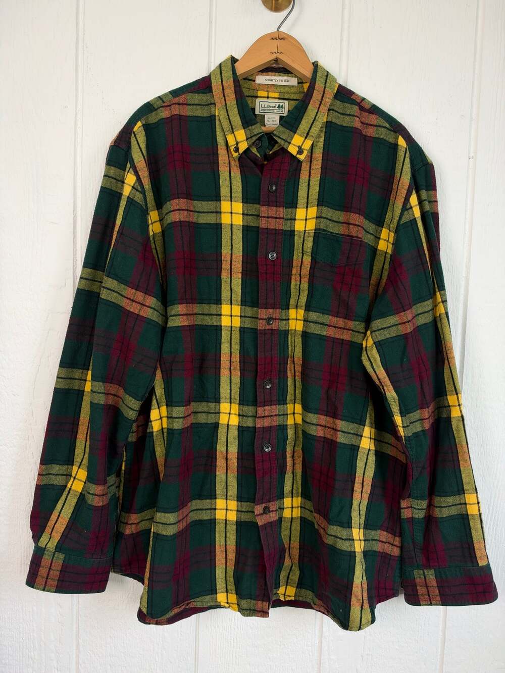 Vintage L.L. Bean Mens XL Button Up Flannel Long Sleeve Shirt Plaid Cotton